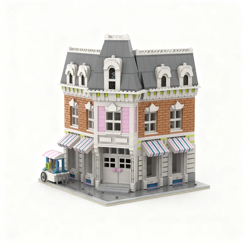 2206pcs MOC MB19 - Ice Cream Parlor Modular Buildings Model Building Blocks Construction 3D Brick Assemble Art Creative Craft