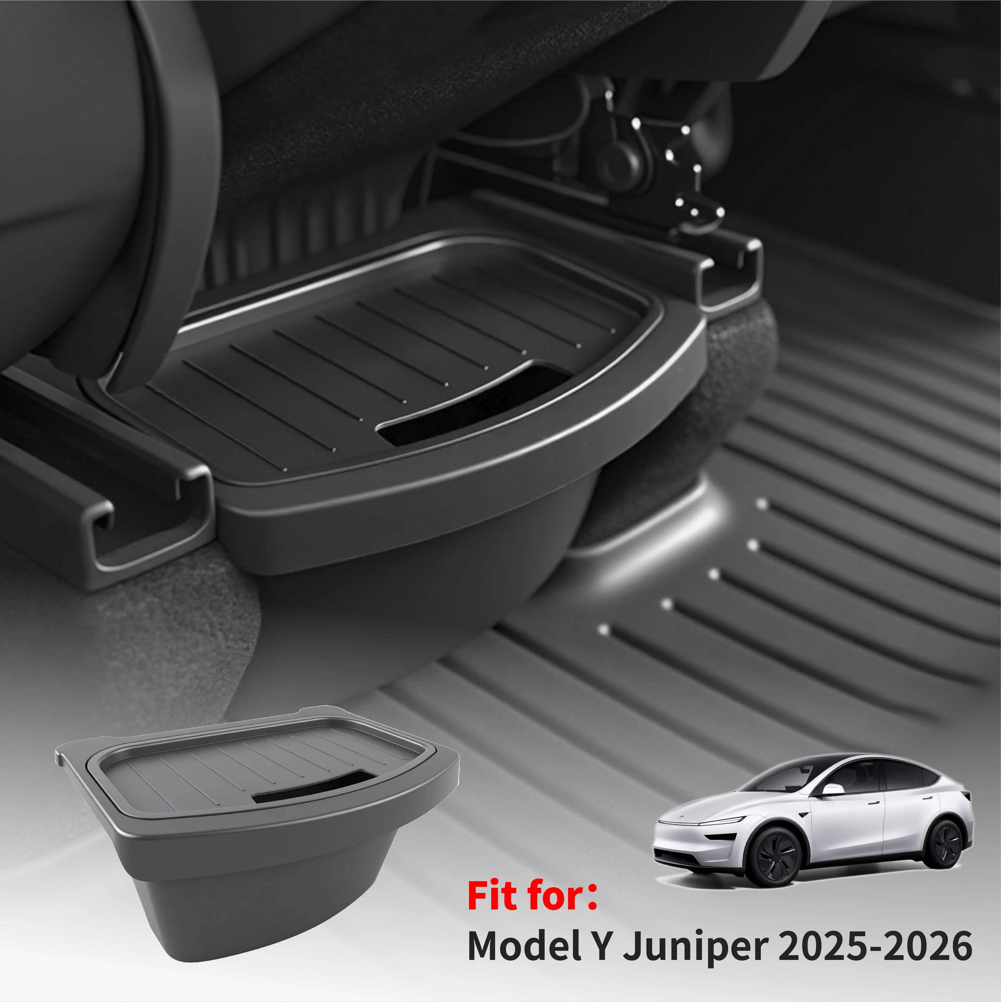 For Tesla Model Y Juniper 2025-2026 Back Row Intermediate Storage Box with Cover Car Organizer Accessories