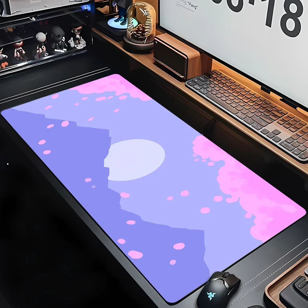 Коврик для мыши с принтом облаков, розовый большой коврик для мыши, кавайный настольный коврик, компьютерная клавиатура, настольная панель, игровые аксессуары для декора спальни