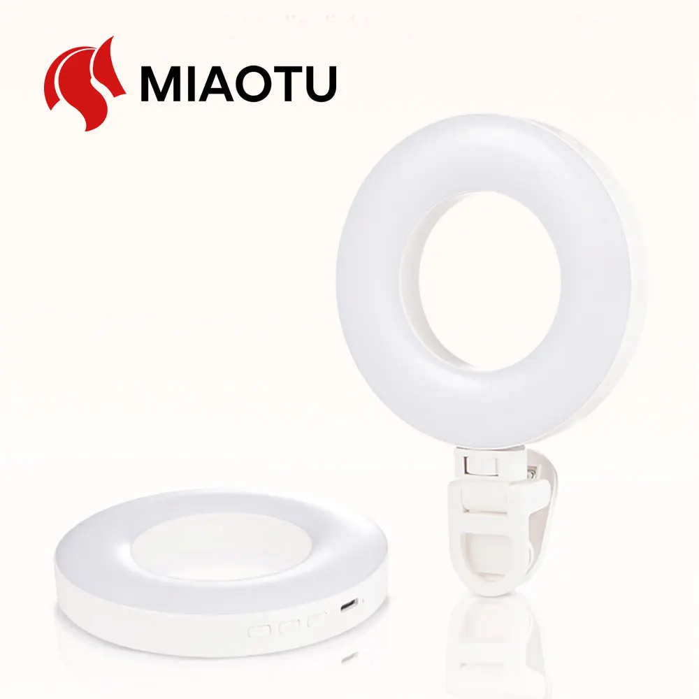 

MIAOTU Mini Fill Light Ring LED Straight Pocket Video Lighting Pocket Live Vlog Clip for Phone iPhone iPad Laptop Camera