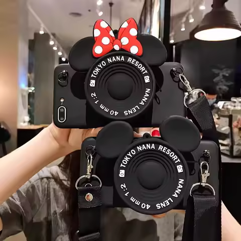 For Samsung Galaxy S8 S9 S10 S20 S21 S22 S23 S24 S25 Plus Ultra FE Note 8 9 10 20 Camera Wallet Case With Rope