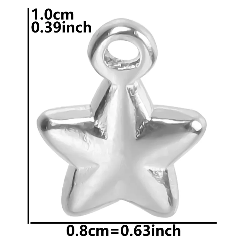 WZN 5Pcs Solid Stars Charms Meteor Stainless Steel Pendant for Jewelry Making Handmade Earring Bracelet Necklace Diy Accessories