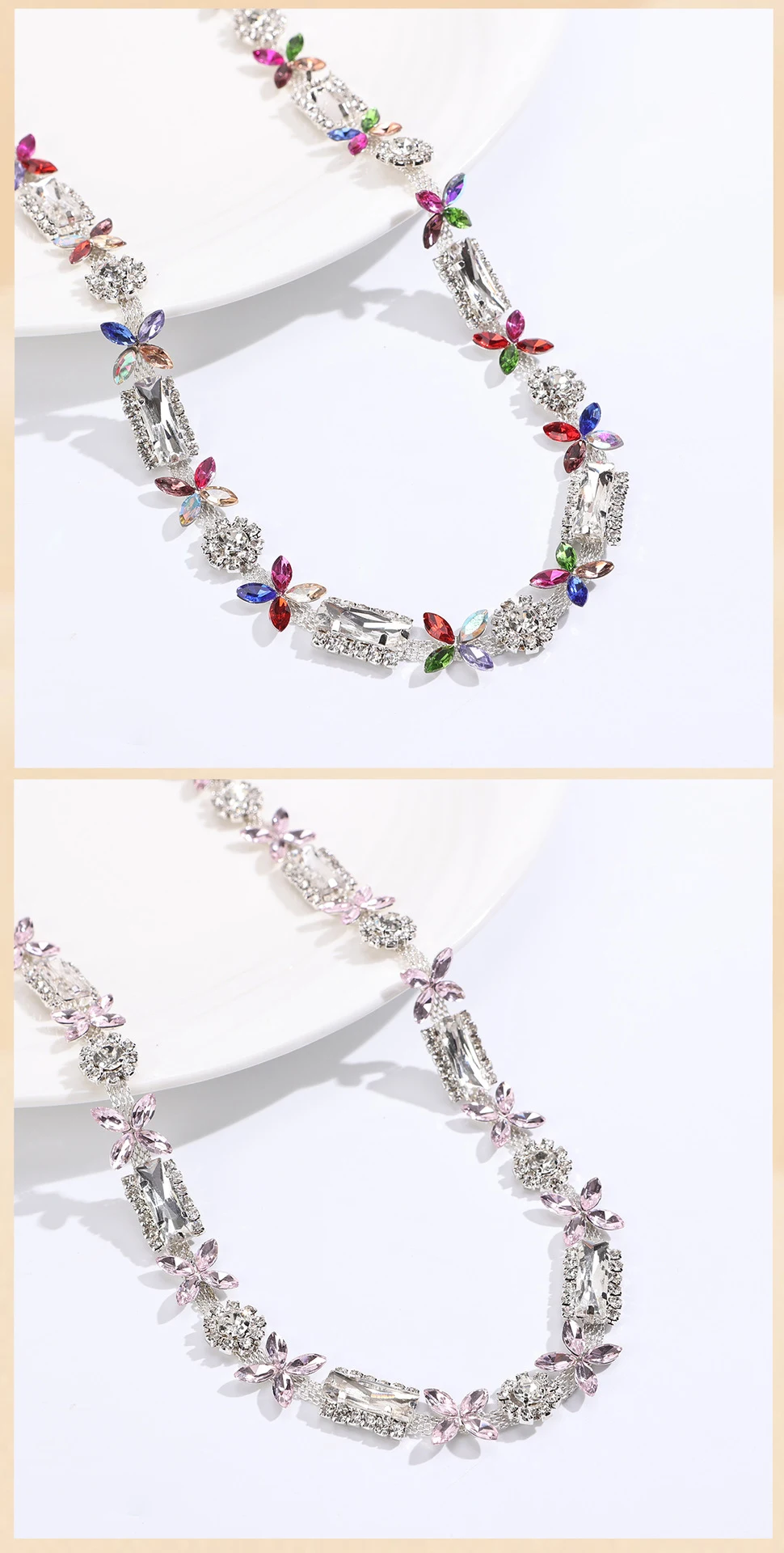 10 Yards Strasskette Kristalldiamant DIY Bastelzubehör Kleidungsaccessoire Glitzer-Strassband Nähzubehör Geschenkdekoration – Detail 9