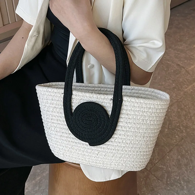 New Large Capacity Girls Straw Braided Handbag Women\'s Out Commuter Tote Bag Female Simplicity Casual Summer Beach  Shoulder Bag