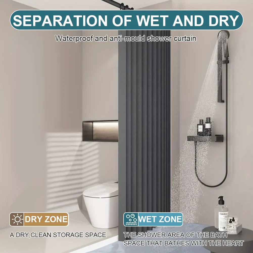 

Foldable Magnetic Shower Curtain Waterproof Bathtub Curtain with 14 Hooks Privacy Bathroom Divider for Bathroom