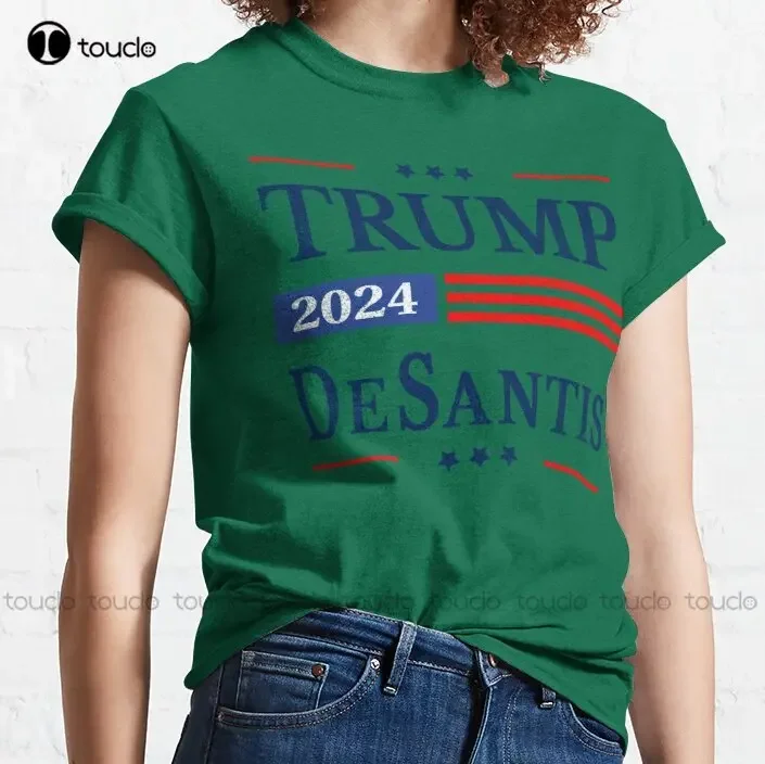 Trump Desantis 2024 Ron Desantis 2024 Trump 2024 Flag Pro Distressed Classic T-Shirt Birthday Shirt Custom Gift Xs-5Xl Unisex