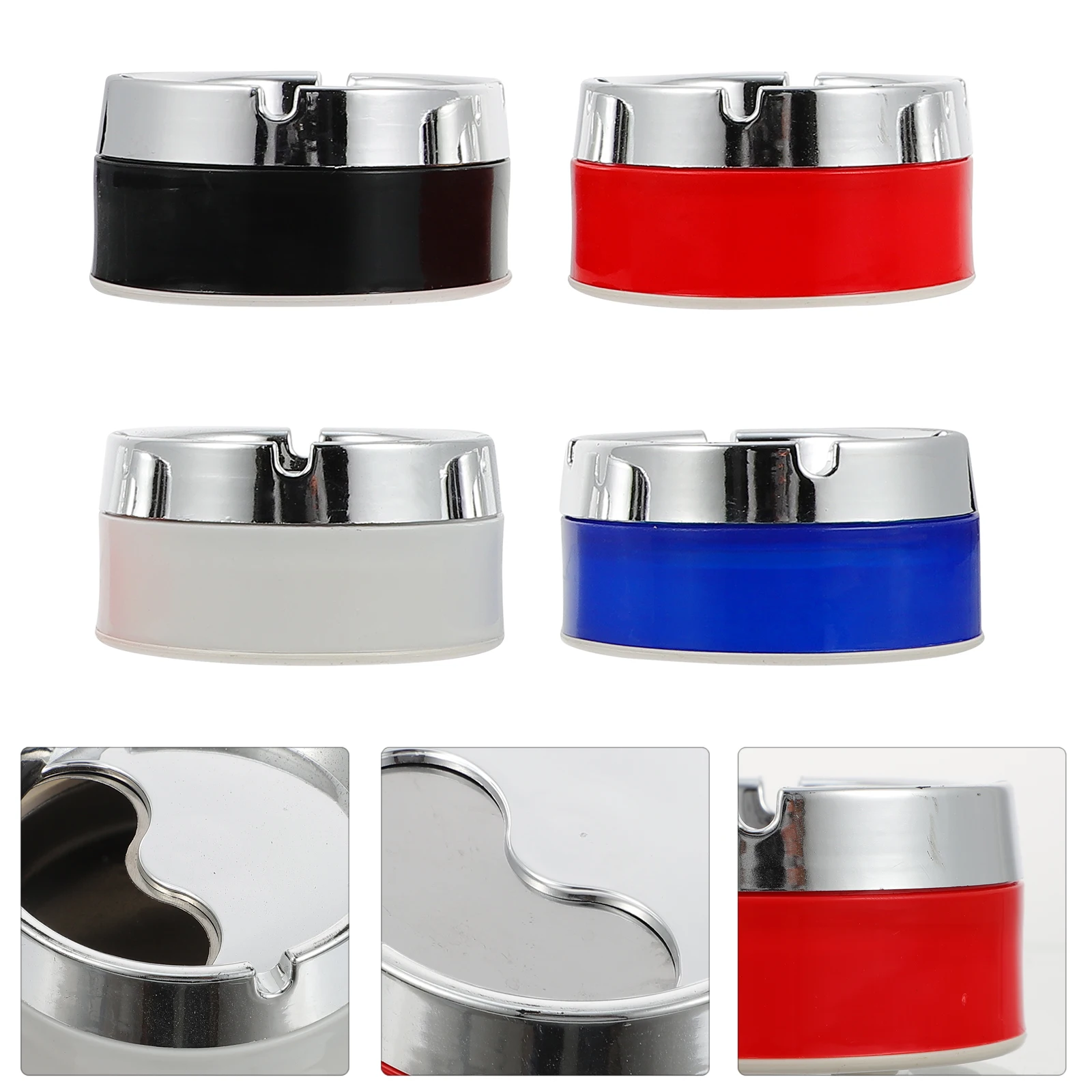 

4pcs Ashtray Cigarette Tray Home Office Decor Ashes Tray Room Stainless Steel PP Material HOLDER