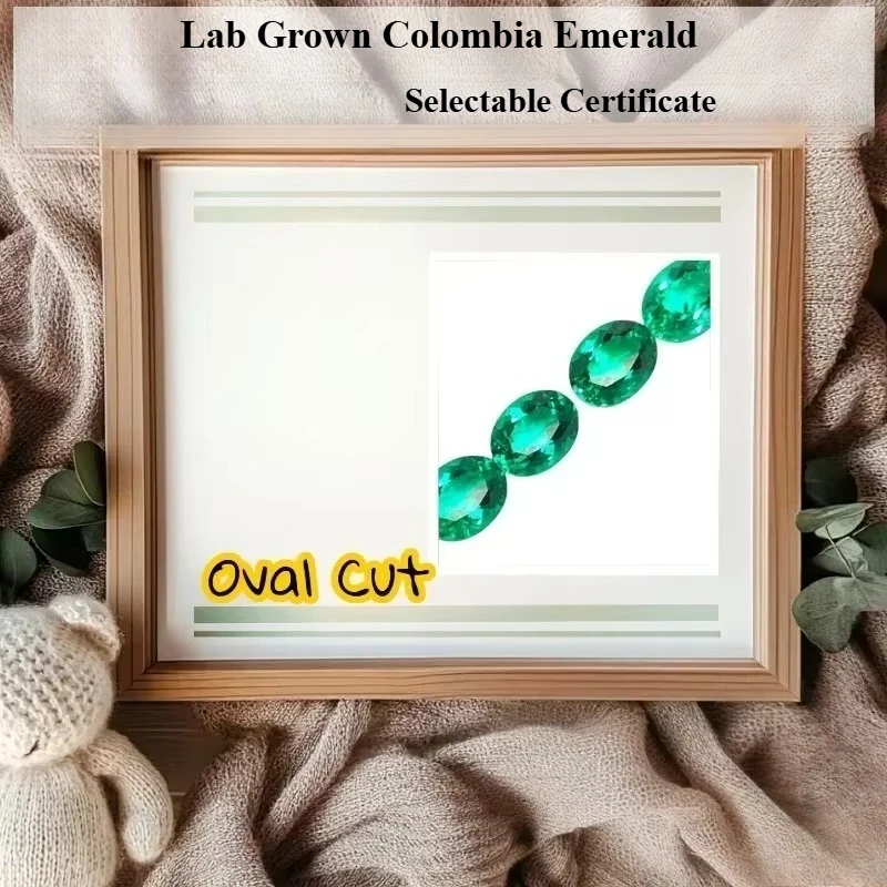 Lab Grown Colombia Emerald Loose Stone  Oval Cut Hand-cut Hydrothermal Gemstone for Jewelry Making Selectable Certificate