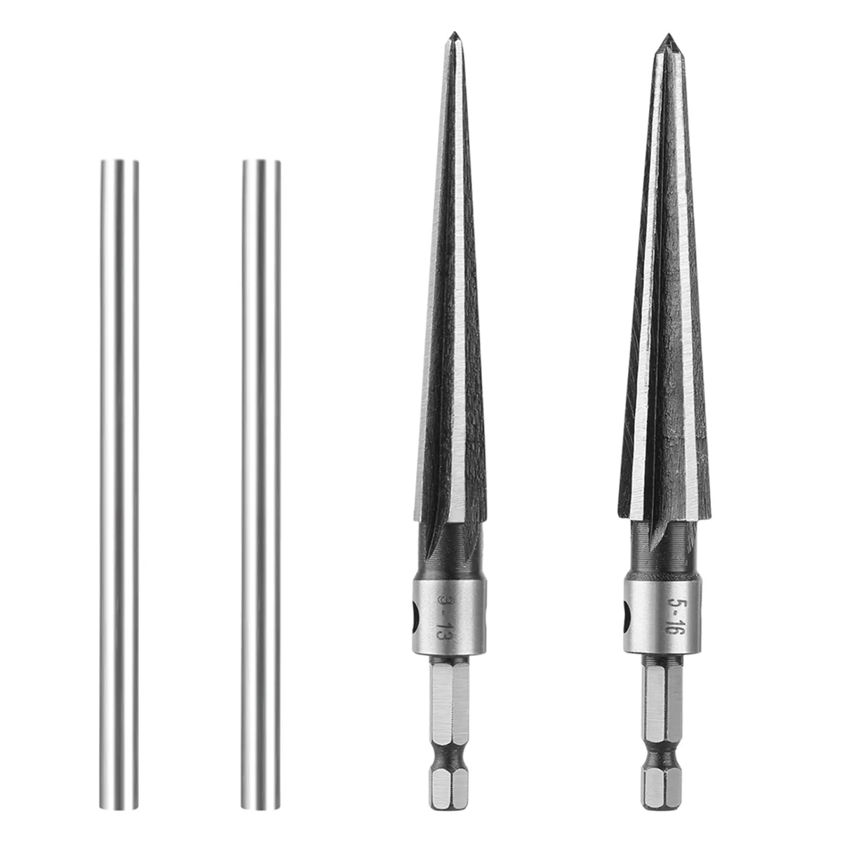 A04I 2Pcs T Handle Tapered Reamer Tool, 3-13mm (1/8-1/2 Inch) & 5-16mm(1/2-5/8 Inch) Bridge Pin Hole Hand Reamer Tool