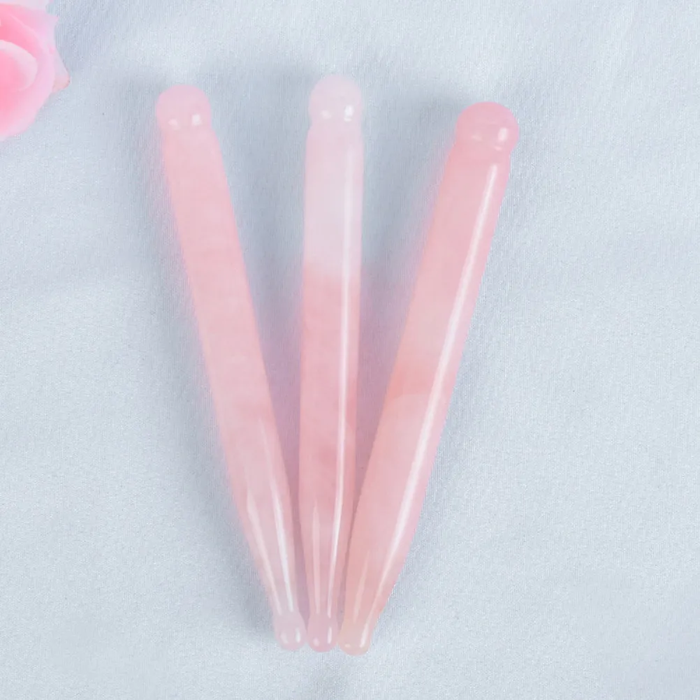 

Rose Quartz Massage Wand Natural Jade Scraping Stick Portable Eye Care Tool for Face Acupoint Therapy Crystal Gua Sha Stick