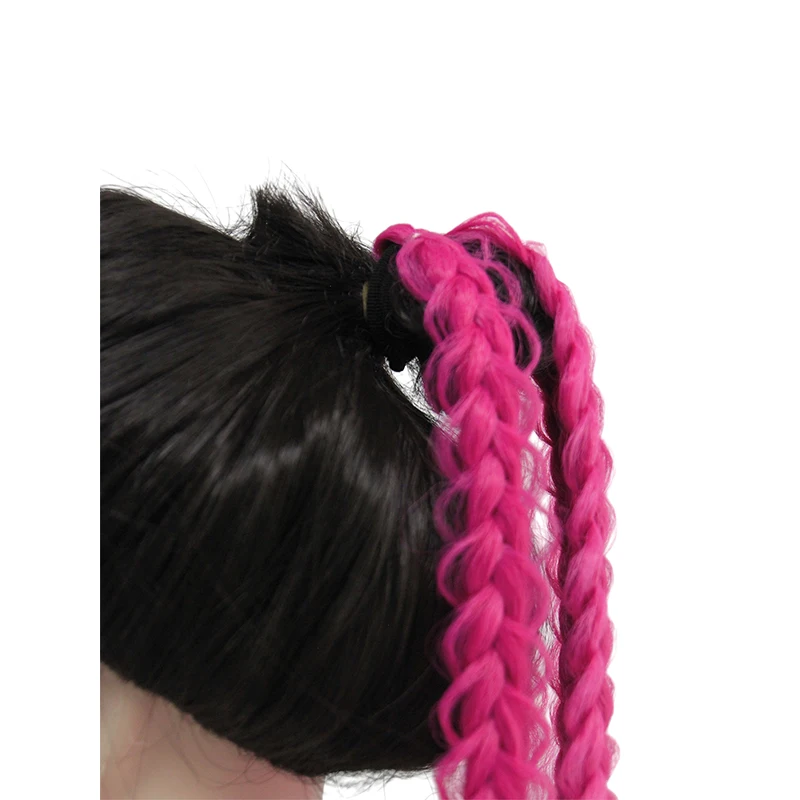 Lila Geflochtene Pferdeschwanz-Haarverlängerungen, Bubble Braid Synthetisches Haar mit Quasten für Cosplay und Partys – Detail 16