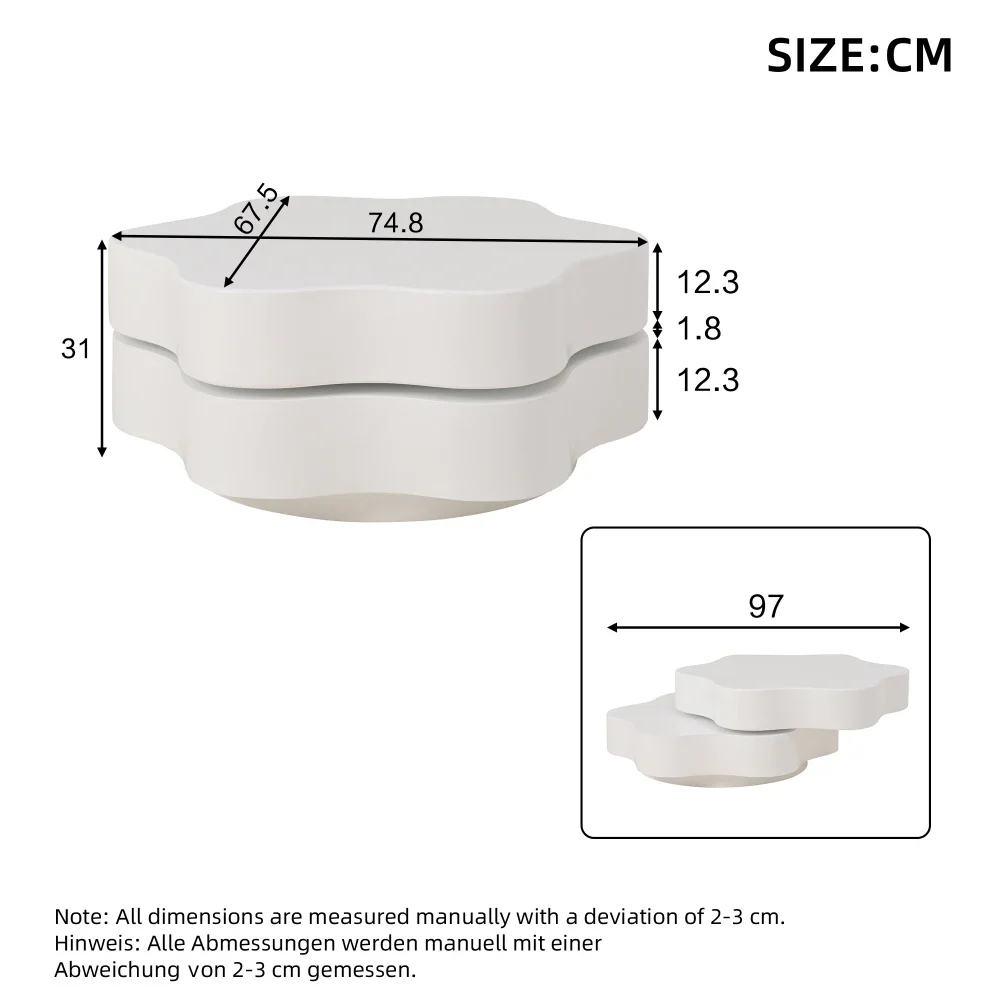 Moderner zylindrischer Couchtisch 360° ° Drehbare Wohnzimmermöbel mit einer Kapazität von 30 kg – Detail 40