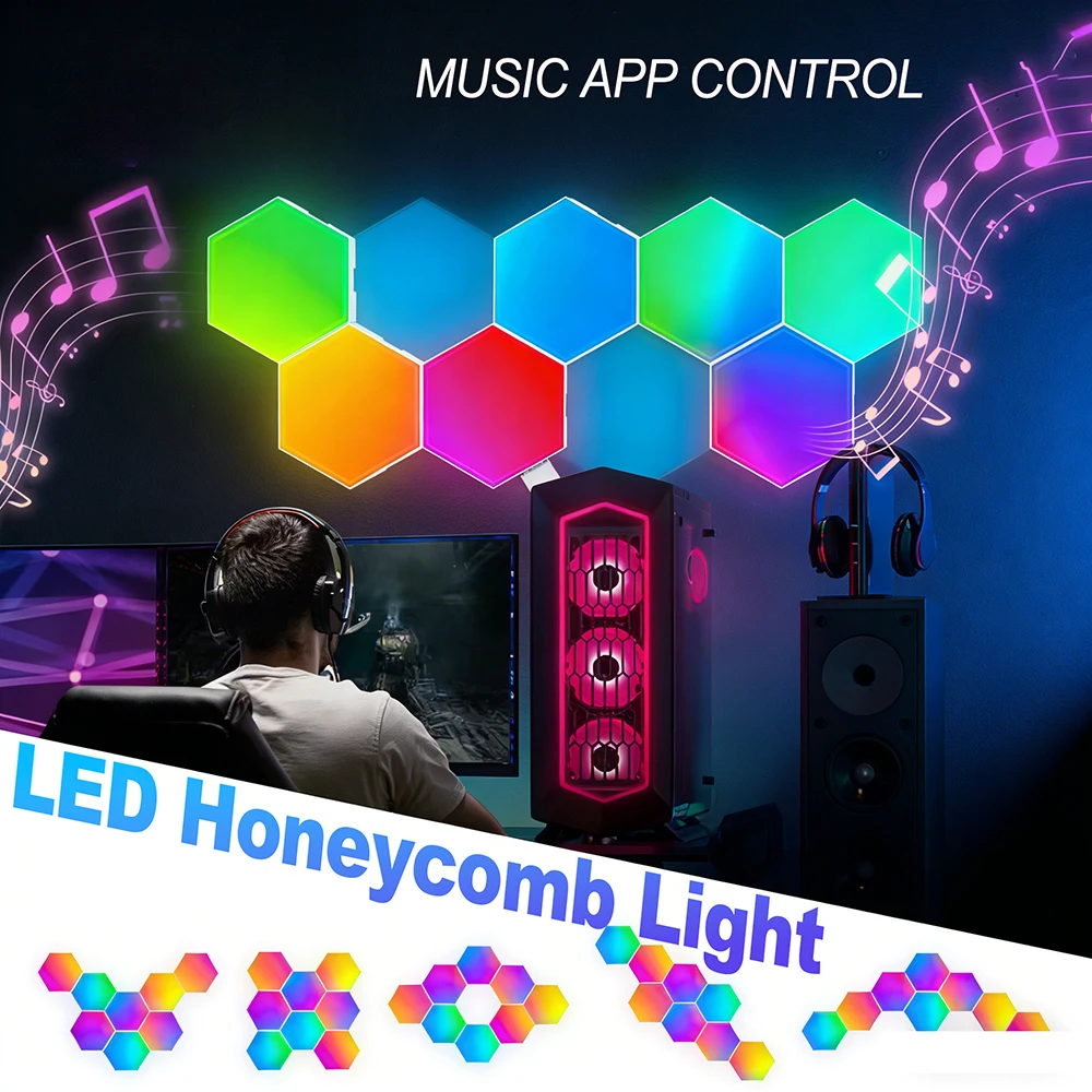 

RGB Wall Light Wall Mounted Remote Control Touch Sensitive DIY Geometric Modular Assembled USB Power RGB led Colorful Light Room