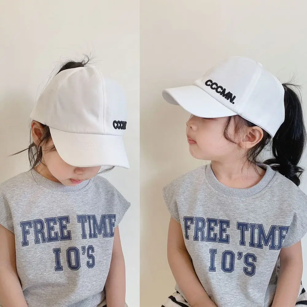 Gorra de béisbol de algodón para niños, protector solar de viaje, sombrero de cola de caballo transpirable, gorra de aire superior para niños y bebés