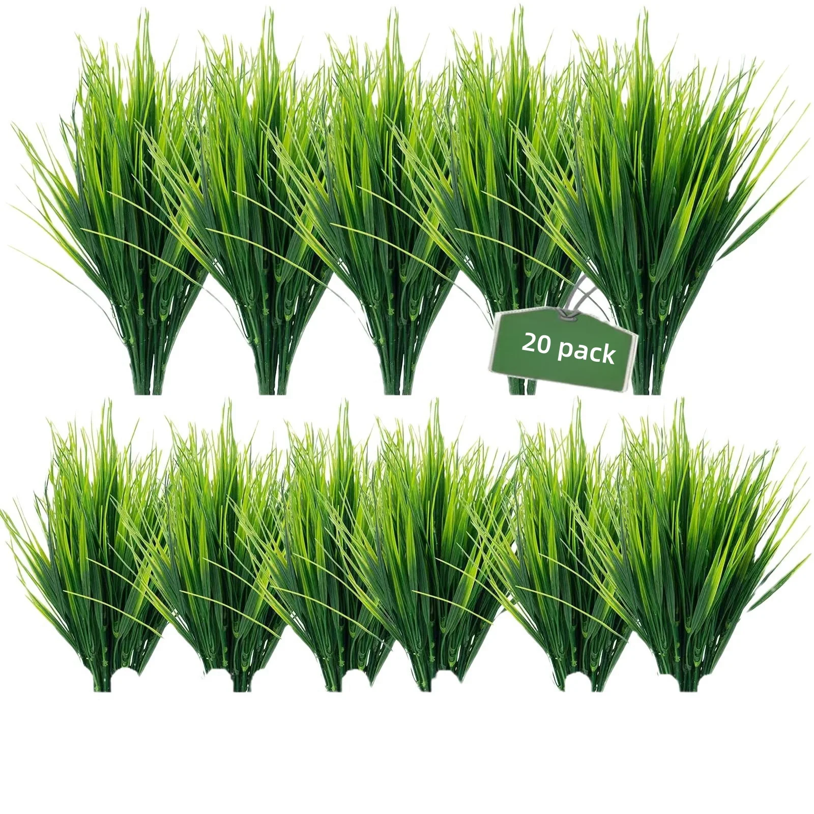 20PCS Artificial Plastic 7-branch Grass Plant Green Grass Imitation False Plant Home Decoration Gardening Grass Outdoor Dec