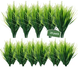 20PCS Artificial Plastic 7-branch Grass Plant Green Grass Imitation False Plant Home Decoration Gardening Grass Outdoor Dec