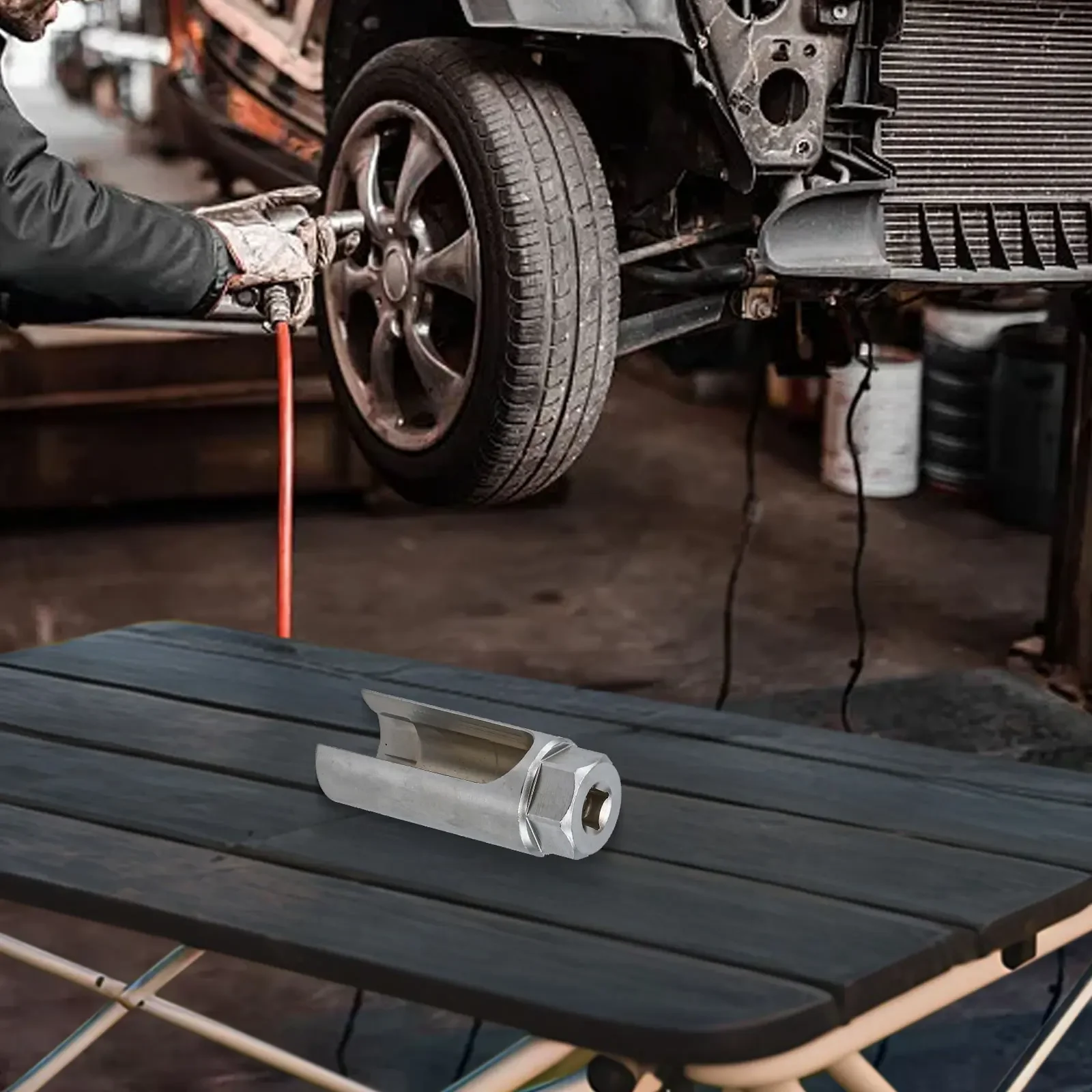 

For Various Car Models 3 8 Drive Tool Oxygen Sensor Wrench Car Maintenance Grey 3 8 Drive Oxygen Sensor Tool Effortless Removal