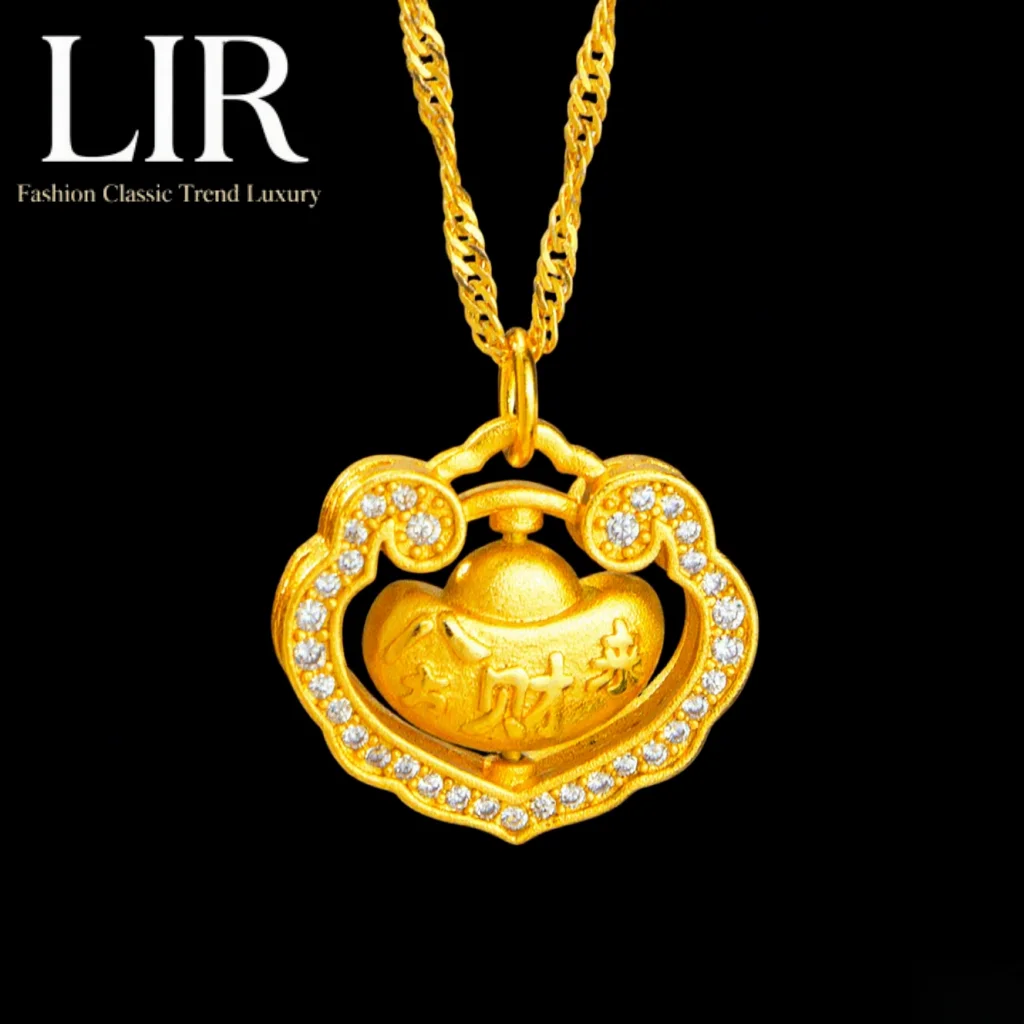 

LIR "Prosperity Ingot" Reversible Pendant Necklace: Feng Shui-Inspired Adorable Design Trendy Women's Jewelry for Good Fortune