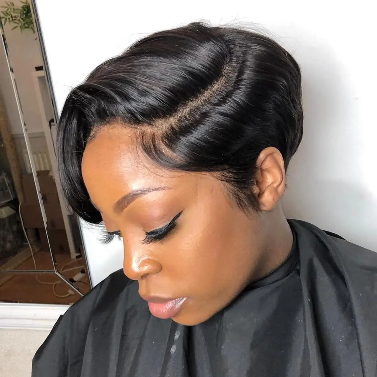 

Brown Short Straight Pixie Cut Wigs Bob Human Hair Wigs 13x4 Transparent Lace Wig Natural Pre plucked 180% Brazilian Human Hair