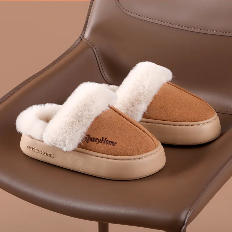 Comwarm Platform Fluffy Women Slippers 2024 New Plush Winter Slippers Fashion Casual Indoor Women Cotton Slippers Plush Slippers