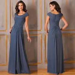 Elegante vestido de chiffon plissado com apliques, vestido de casamento feminino, festa noturna, mãe da noiva, renda, fotos reais, CL-584, verão