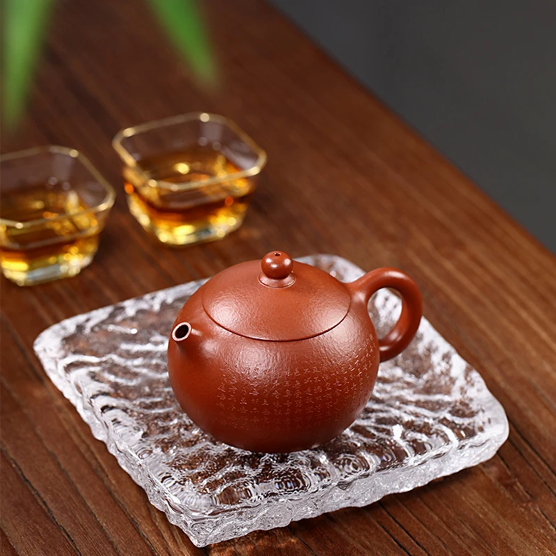 Zanghutianxia Yixing Purple Clay Pot Hand-Carved Small Capacity Teapot Raw Ore Dahongpao Tea Tea Set Heart Sutra Xi Shi Pot Hear