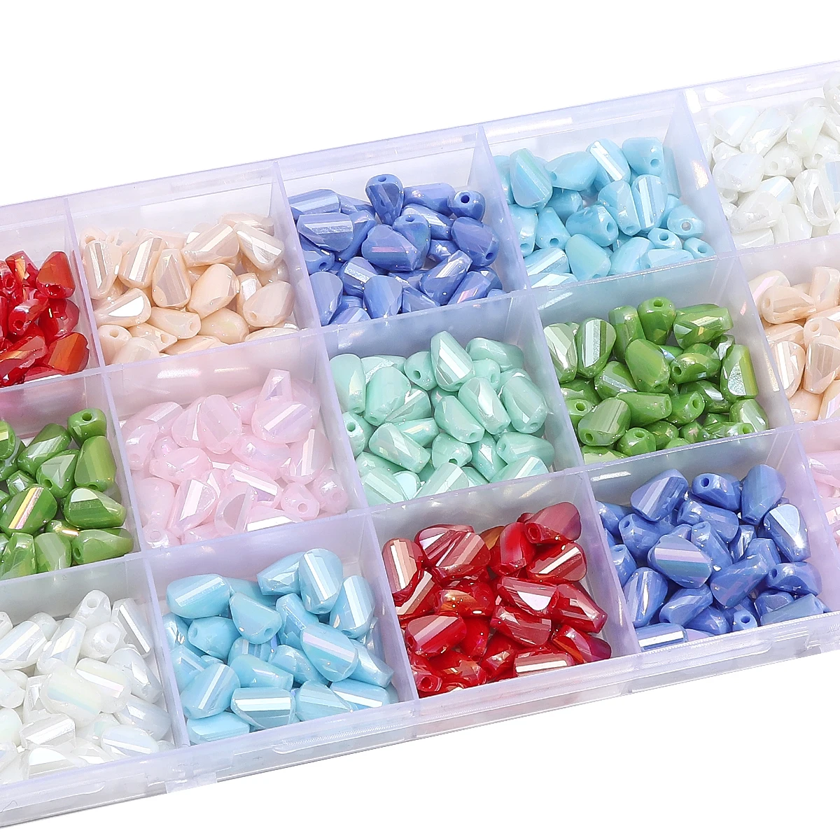 50pcs 6x8mm Irregular Loose Spacer Beads Glass Solid Color Beads for Jewelry Making Bracelet Necklaces Earrings Accessories