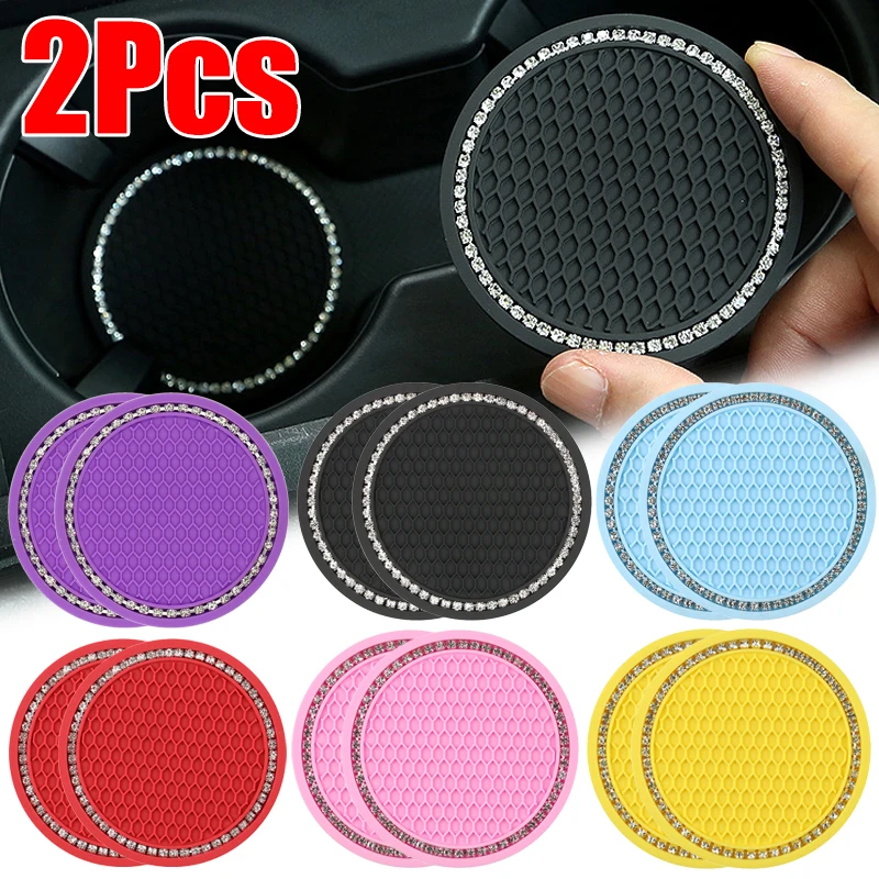 

1/2Pcs Car Coaster Water Cup Holder Anti-slip Pad Mat Silicone Gadget Round Heat Insulation Mats Car Interior Accessories