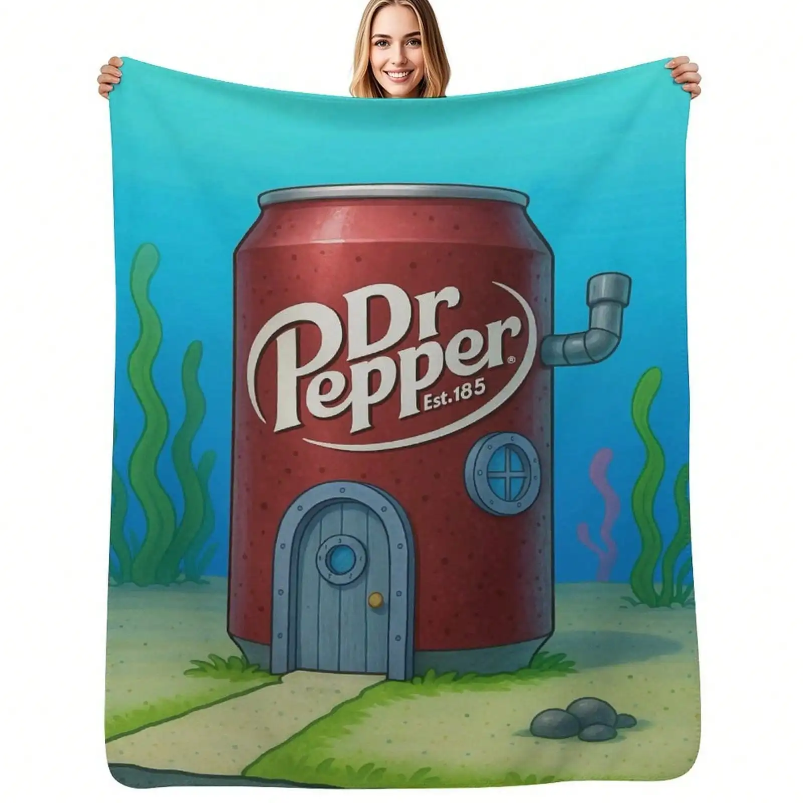 Thermal Flannel Throw Polyester Dr. Pepper Blanket -Soda Can Stuffed - Travel Blanket For Couch, Bed & Car, Perfect Gift For