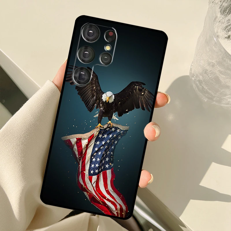 American USA Flag Eagle Phone Case For Samsung Galaxy S23 S20 FE S21 FE S22 Ultra Note20 Note10 S8 S9 S10 Plus Cover