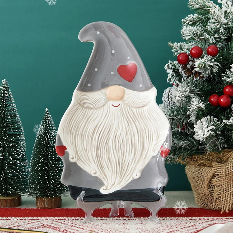 

Ceramic Santa Claus Plate Western Tableware Dim Sum Plate Cute Creative Household Vegetable Plate Hotel Decoration Plate