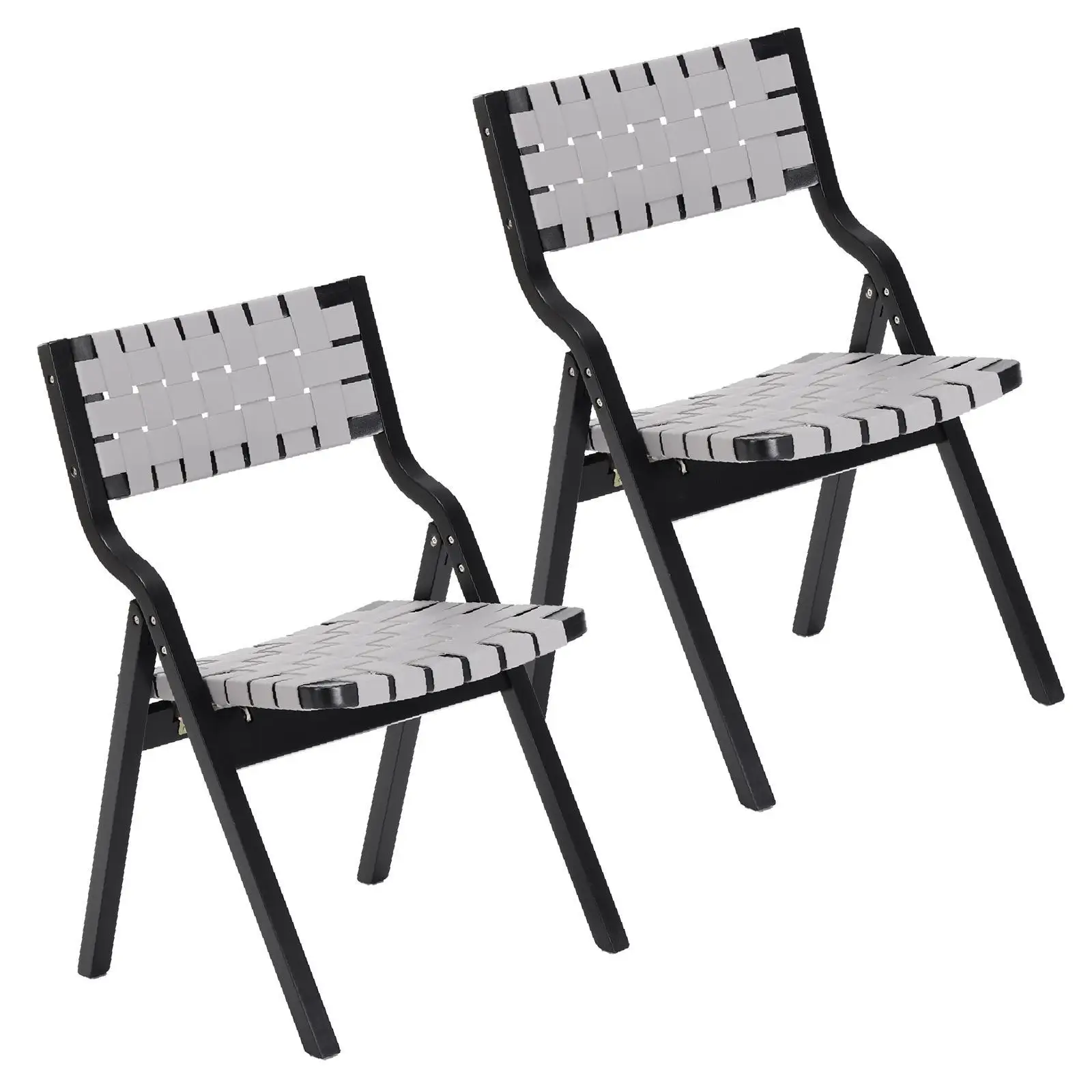 

Set 2 Wooden Chairs Folding Dining Stackable Space Saving Seating for Living Room or Patio Spaces