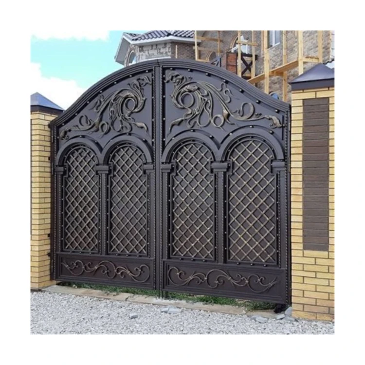 Puertas de hierro fundido contemporáneas de Orient, puertas de hierro de Metal Stewart, envío gratis, cerradura de puerta de hierro impermeable Tuya personalizada de fábrica