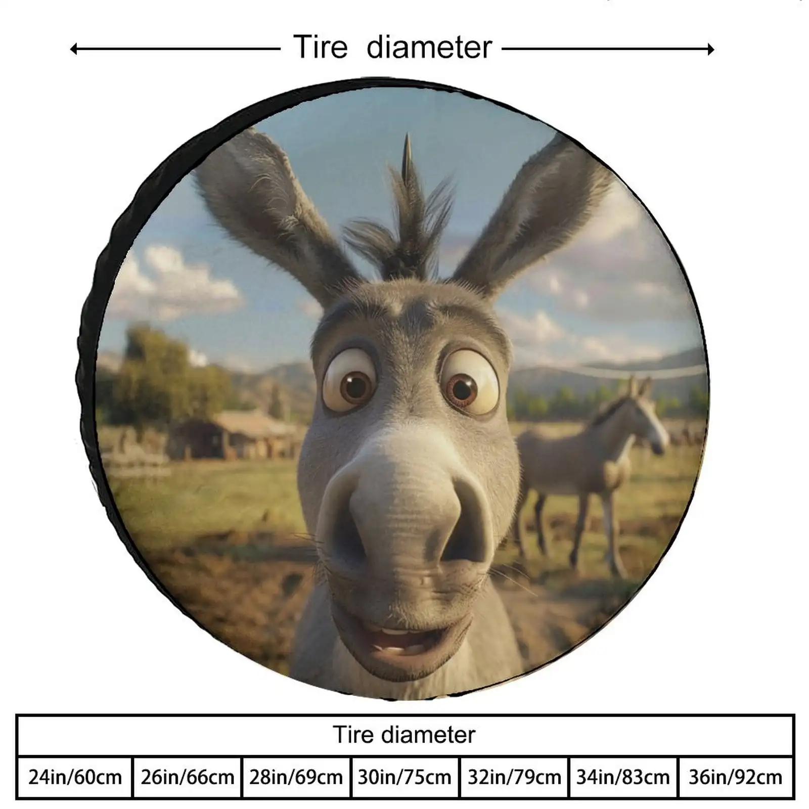 Spare Tire Cover 14 Inch Funny Donkey Waterproof Polyester Wheel Protectors Wheel Covers Funny Donkey Gifts