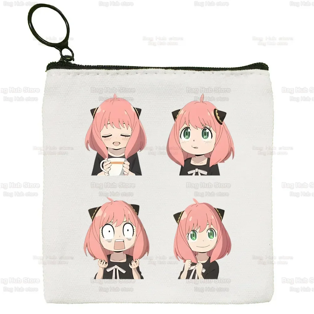 Anya Smug Kawaii Cartoon Funny Canvas Coin Purse Canvas Bag New Japanese Anime Spy X Family Coin Bag Key Coin Purse