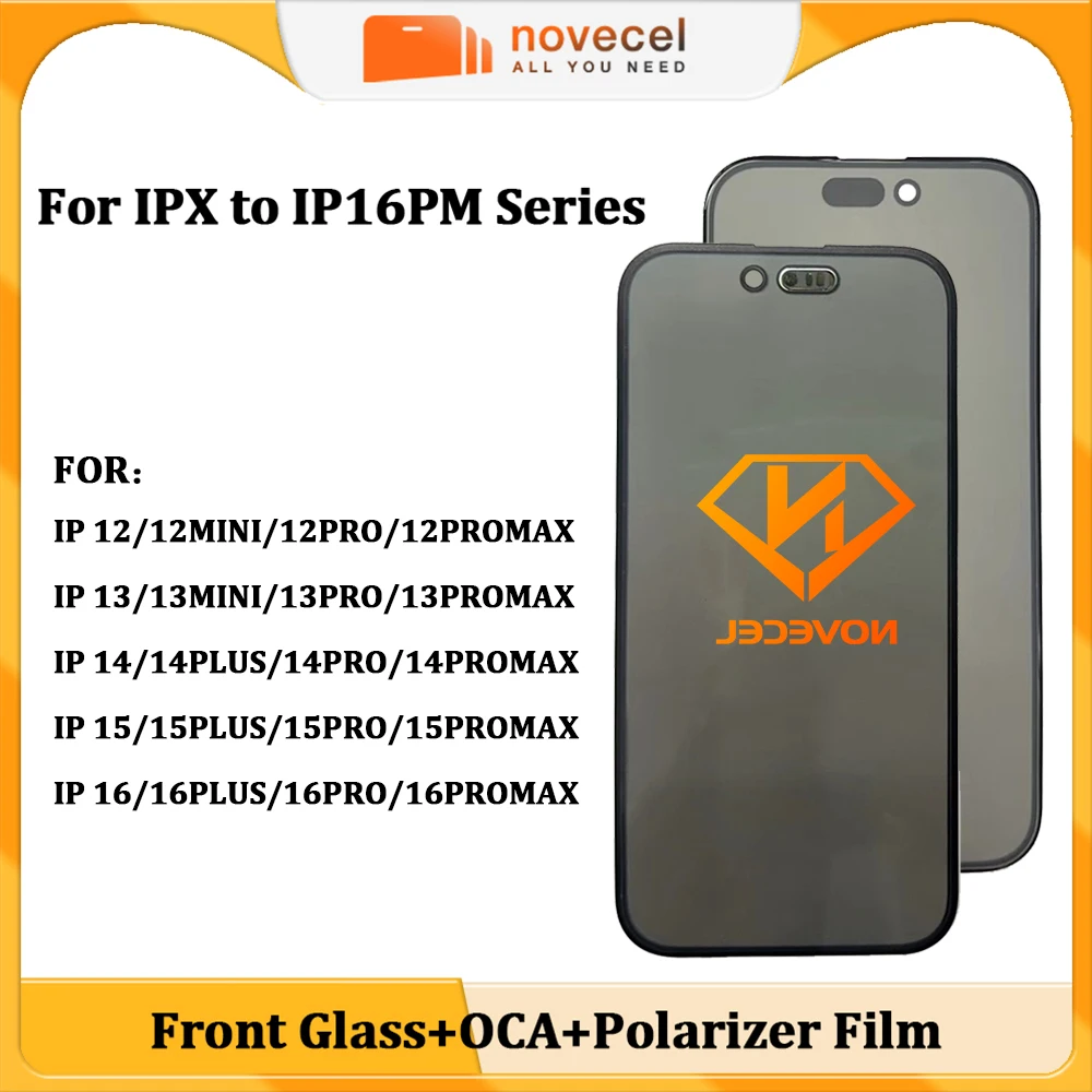 

Novecel 5pcs LCD Screen Display Front Glass+OCA+Polarizer Film For iPhone 16E 11 12 13 15 Pro Max 14 Plus Touch Lens Replacement