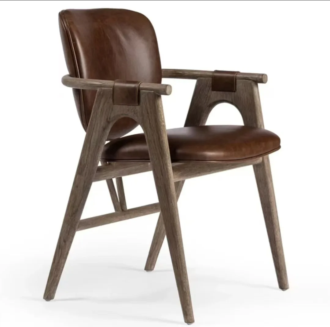 

Ancient New Classical Designer Solid Wood Dining Chair Book Table Chair Back Armchair Hotel Model Room