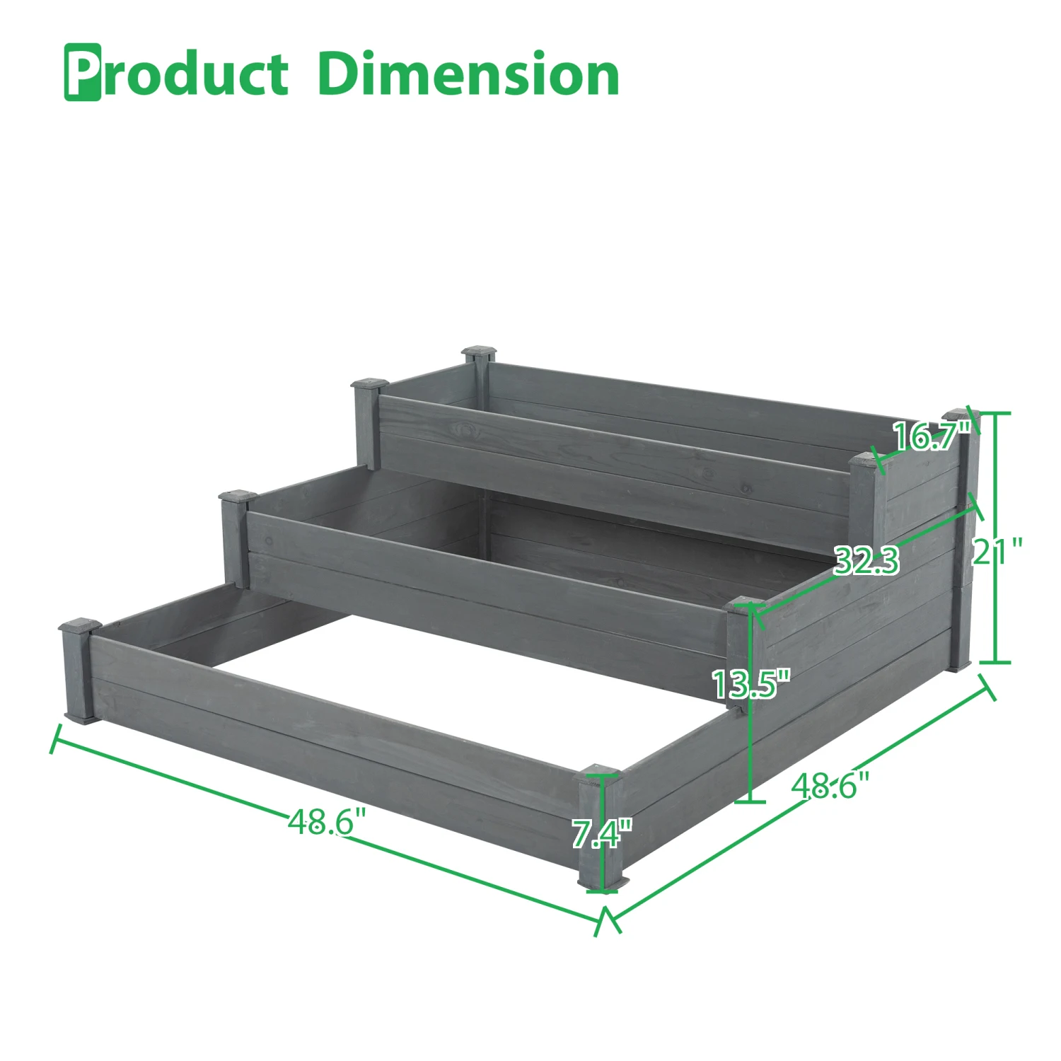 

48.6 x 48.6 x 21in Raised Garden Bed Horticulture Outdoor Elevated Flower Box Tiered Garden Bed Wooden Vegetables Growing Plante