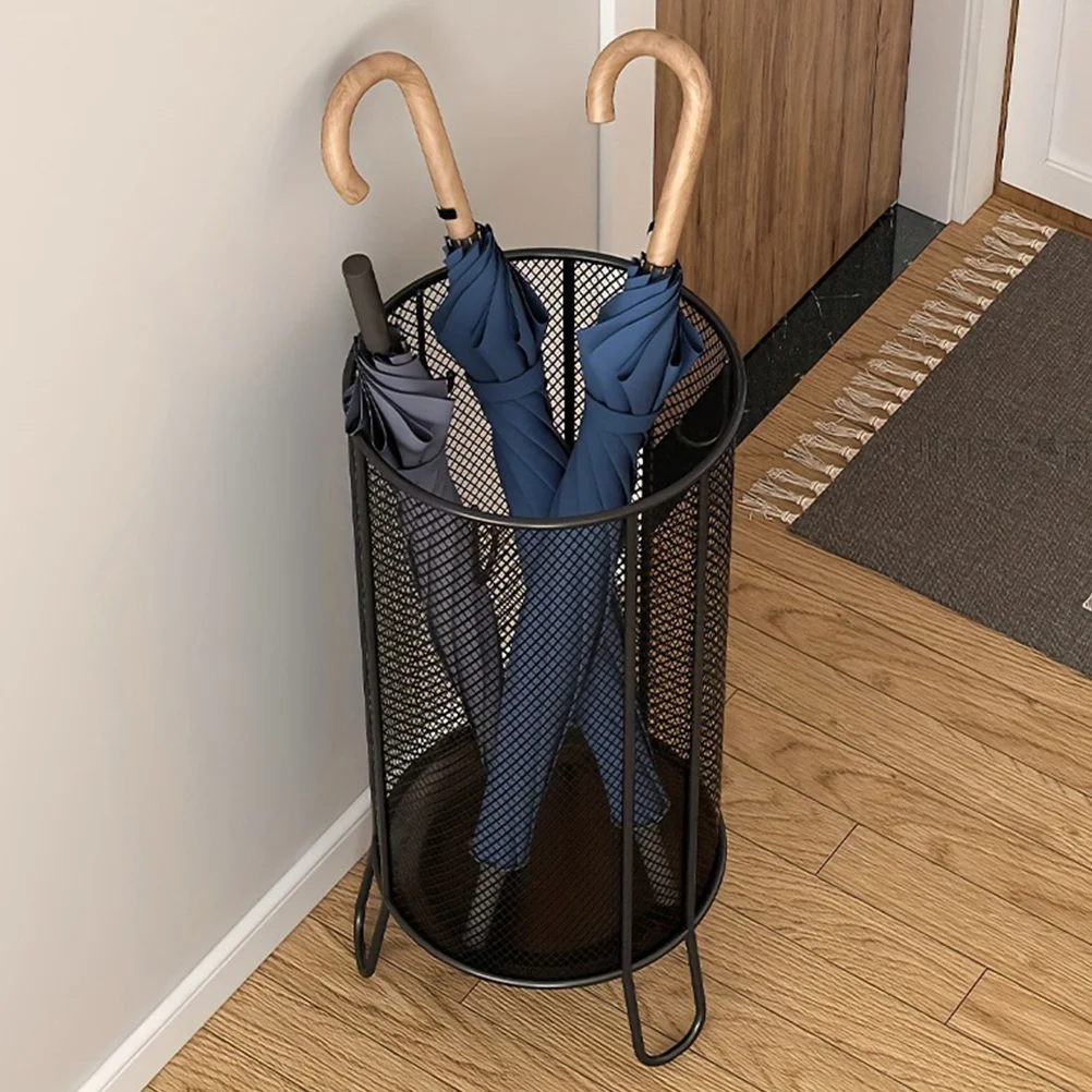 

Umbrella Rack Stand Black Metal Organizer For Entryway Wet Storage With Drip Tray Cane Holder Bucket Golf Umbrella Stand