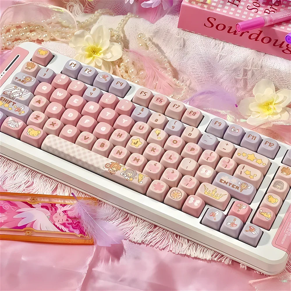 Anime Transform Sakura MOA Key Cap 135 Cute Color Custom PBT Key Cap for Mx Mechanical Keyboard