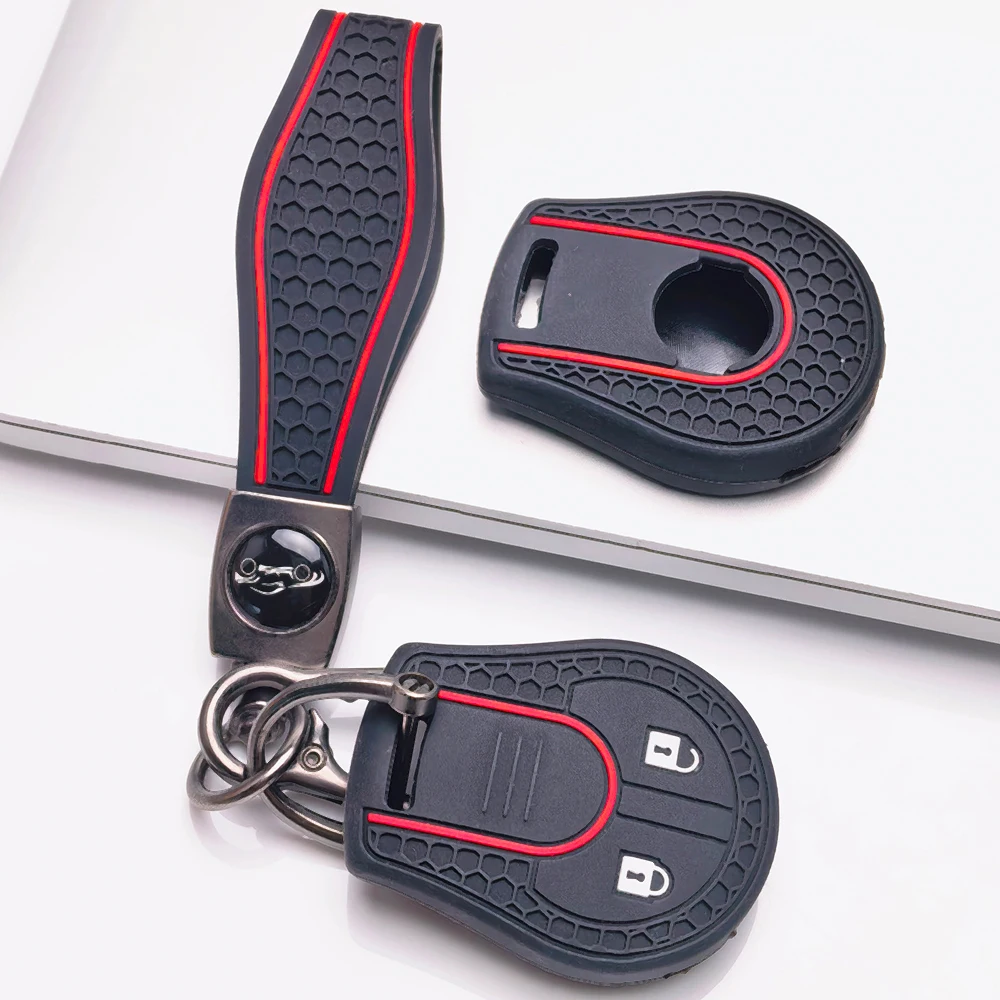 For Nissan Cabstar F24 Micra K12 Navara D40 Note E11 NV200 M20 Pathfinder R51 Qashqai J10 Key Cover With Carabiner