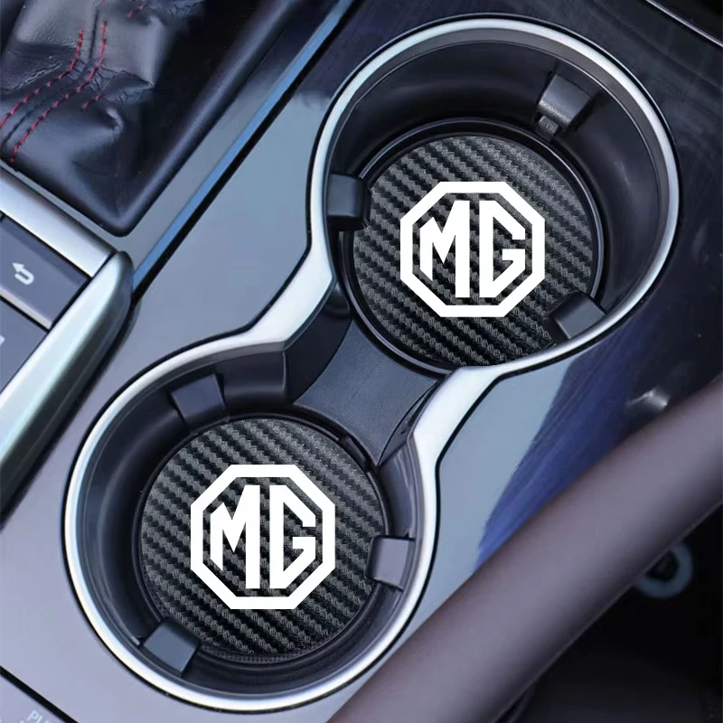 2Pcs Car Coasters Carbon Fiber Cup Holder Mat For Morris Garages MG Rx5 MG3 MG5 MG7 Car Interior Accessories Decorative Coasters