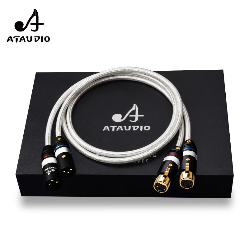 ATAUDIO Hi-end XLR Audio Cable Supreme Reference 7N OCC Silver Mixed HiFi 2XLR Balanced Cable for Microphone Mixer Amplifier