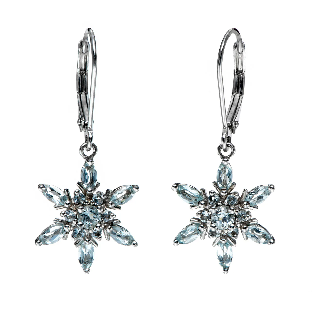 

Aquamarine Rhodium Over Sterling Silver Earrings 1.33ctw