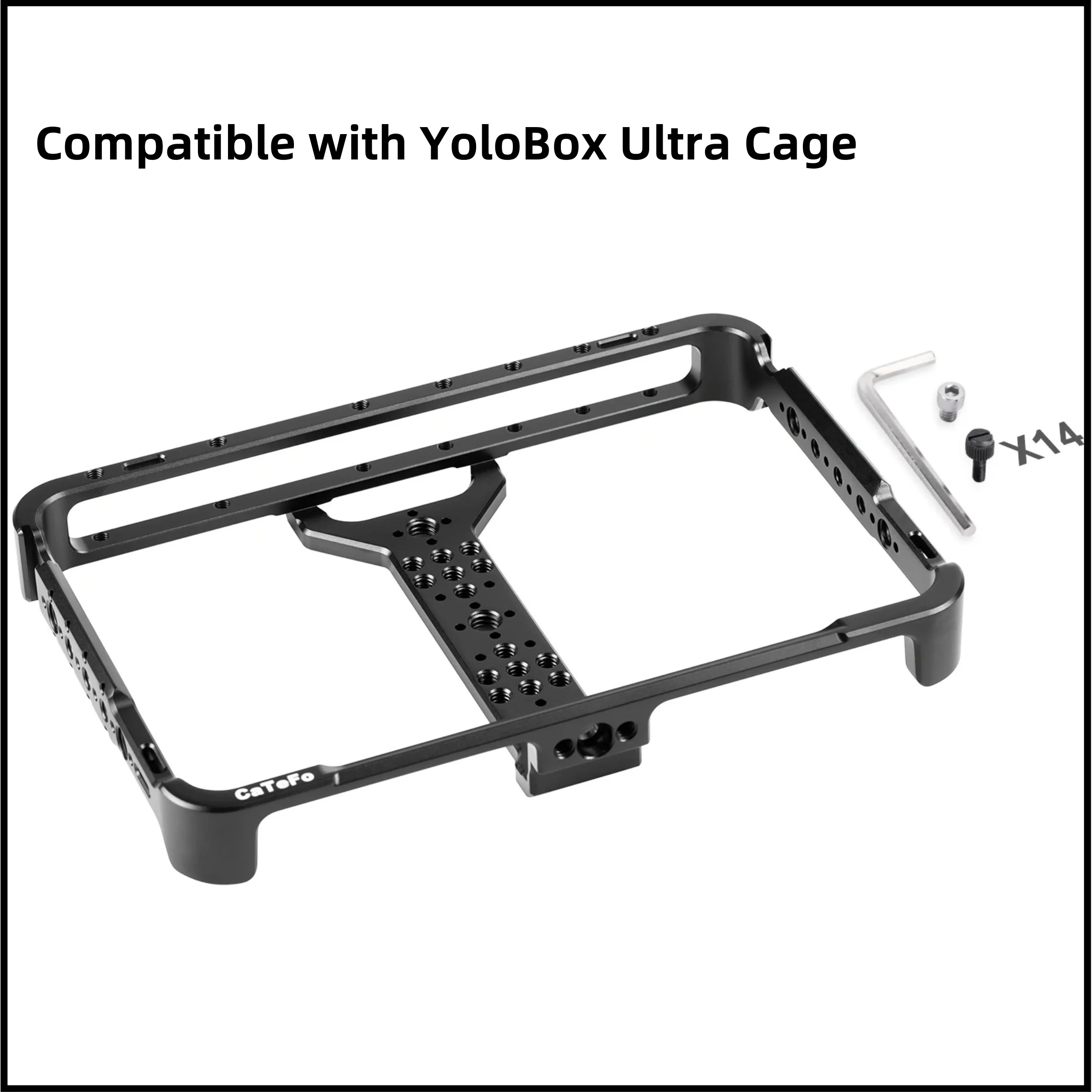 Клетка CaTeFo, совместимая с клеткой YoloBox Ultra, для YoloLiv, изготовленная из алюминиевого сплава со встроенной направляющей НАТО и холодным башмаком