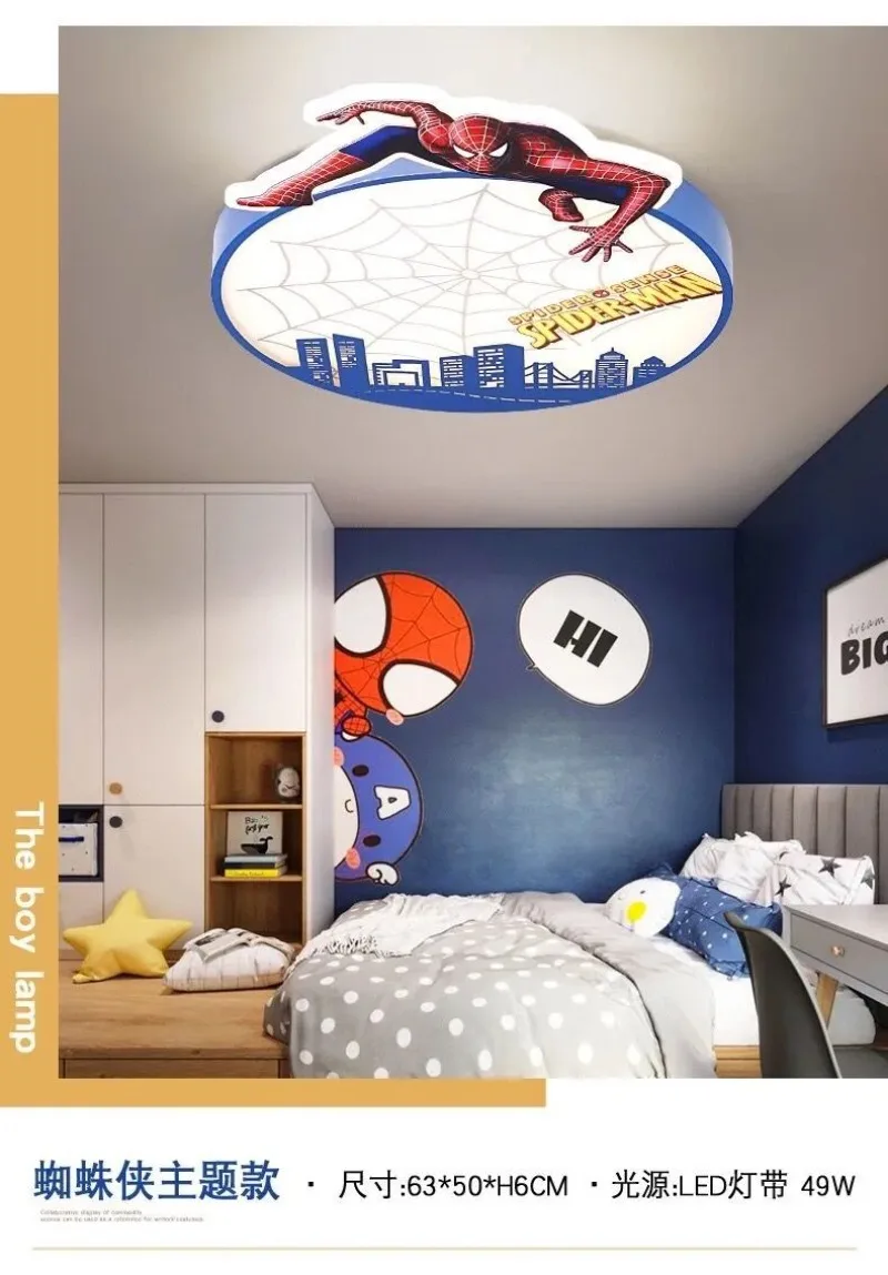 Marvel Spiderman children boys new Nordic style simple modern personality creative cartoon cartoon bedroom led ceiling lamp