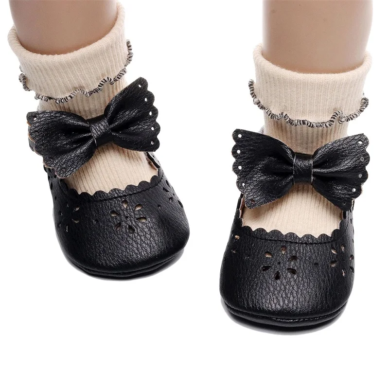 Baby Girls Princess Shoes Spring Autumn Toddler Infant Newborn Soft PU Leather Hollowed Non-slip Bottom Casual Flats Shoes