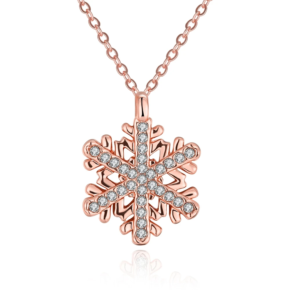 VN005 Romantic Rose Gold Plated 925 Sterling Silver Pendent Necklace  Female Wedding Jewelry