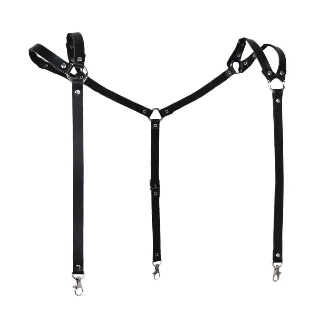 Mens Leather Adjustable Slim Trousers  Suspenders Fancy Dress