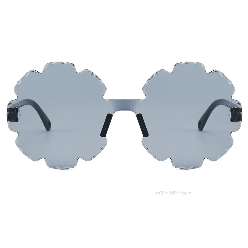 Роскошные круглые детские солнцезащитные очки без оправы, солнцезащитные очки для мальчиков и девочек, винтажные солнцезащитные очки в форме цветка, UV400